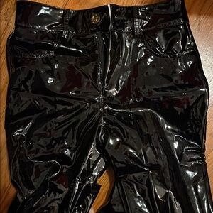 Straight leg Black Vinyl Pants